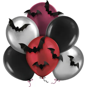 Balónek Party Pal Sada balónků, Halloween, Netopýři, 6ks, 30cm