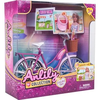 Panenka Anlily Růžové kolo pro panenky s košíkem