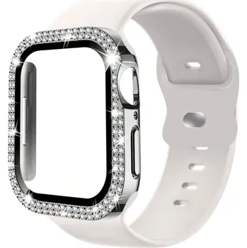 Příslušenství k chytrým hodinkám Sada Ochranný kryt s kamínky + silikonový řemínek Apple Watch 42mm Barva: Jemně bílá, Typ: 13