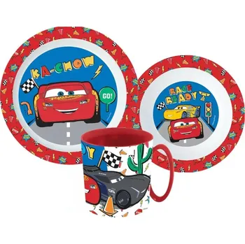 Party nádobí Sada plastového nádobí s hrnkem Auta