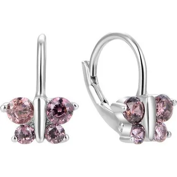 Módní doplněk JKBox Stříbrné dětské náušnice MOTÝLCI starorůžová