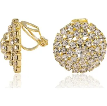 Souprava šperků Mareb Kulaté klipsy ve zlaté barvě s čirými kamínky - 2 cm