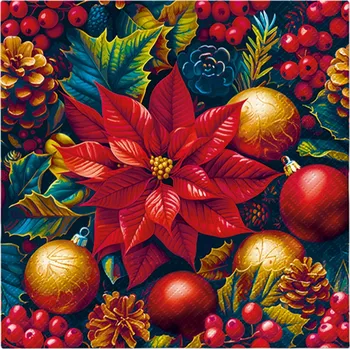 Ubrousky PAW L 33x33cm Vintage Poinsettia Charm