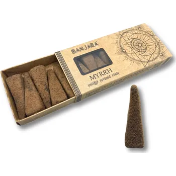 Vonná tyčinka Pyramidové vonné kužely - Myrha přírodní, bez chemie, hoření 20-30 min., pryskyřičná vůně