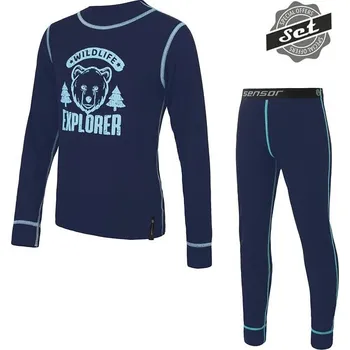 Dětské termo spodní prádlo Sensor Double Face dětský set tričko+spodky, Wild 120 Deep blue