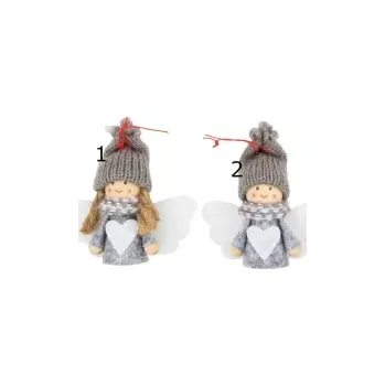 Vánoční dekorace Anděl šedý 7cm na zavěšení