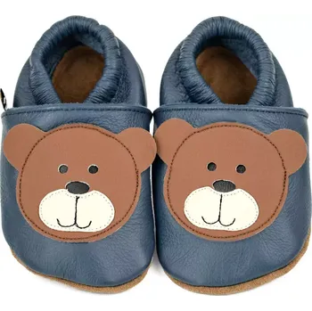Capáčky AFELO Kožené capáčky - MEDVÍDEK modrý 3-4 roky