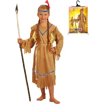 Karnevalový kostým KARNEVAL Šaty Indiánka s čelenkou vel. S (110-120cm) 4-6 let *KOSTÝM*