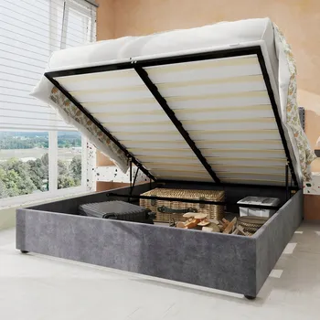 Postel Jednolůžková dřevěná postel Arhatreya 140x200 cm šedá