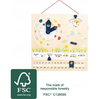 Dřevěná hračka Small Foot 11625 Vzdělávací tabule Educate z FSC certifikovaného dřeva pro výuku hodin, počasí, dnů v týdnu a další, od 3 let