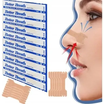 Pomůcka proti chrápání a spánkové apnoe NÁPLASTI NA NOS PROTI CHRÁPÁNÍ, RÝMĚ A ZLEPŠENÍ DÝCHÁNÍ