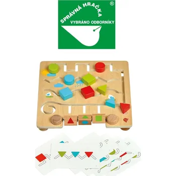 Dřevěná hračka Lucy & Leo - Geometrické tvary s předlohami - dřevěné bludiště