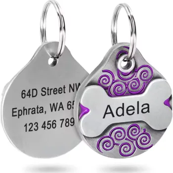 Obojek pro psa WIRBEL Psí známka na obojek pro psy tagID Barva: Fialová