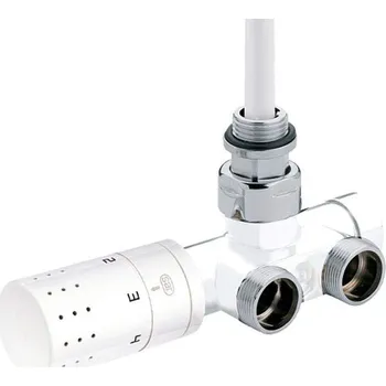 Ventil Comap SET radiátorový jednobodový V861 rohový 1/2" x 3/4" EK, bílý + termostatická hlavice Sensitive, CZV86210B+102000