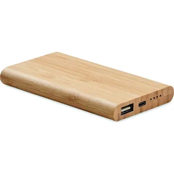 Powerbanka Bambusová powerbanka 4000 mAh 5 bez potisku bez potisku