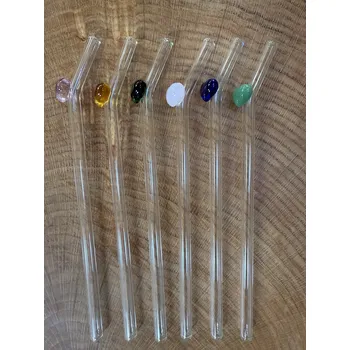 Skleněné brčko velké srdce - Barva Bílá