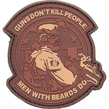 Nášivka Plastové 3D patche 3D gumová nášivka GUNS DON'T KILL PEOPLE Patch - Hnědá