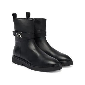 Dámské kozačky Polokozačky Calvin Klein Ankle Boot W/ Metal Logo HW0HW02663 Černá 40
