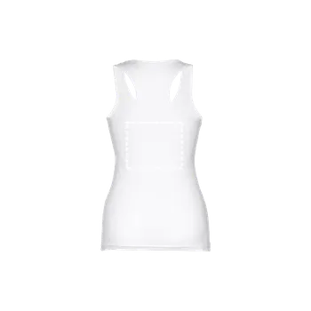 THC TIRANA WH. Dámské bavlněné tričko bez rukávů. Bílá barva 30 Zadní část, 240 x 200 Transfer, 4 barvy