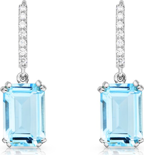 zlaté náušnice s akvamaríny 7.47ct s IGI certifikáty