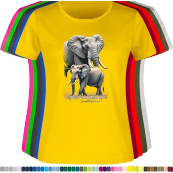 Dámské tričko damske-levne-bavlnene-tricko-digitalni-potisk-sloni-africti Barva: Yellow - žlutá, velikost: 3XL