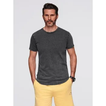 Pánské oblečení Pánské tričko s efektem vyprání – černé V1 OM-TSWT-0116