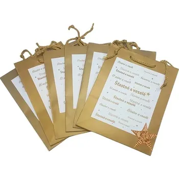 GOBA Vánoční taška Zlaté písmo, velikost M, balení 6 ks