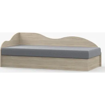 Postel Postel s úložným prostorem Solo v dubu sonoma, látka šedá nebo hnědá, 80 x 200 cm