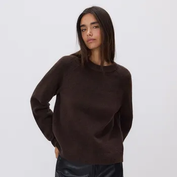 Dámský svetr Reserved - Svetr s příměsí vlny - tmavě hnědá - 304GP-89X - 304GP-89X-XL