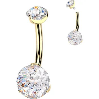 Piercing Atreya Titanový piercing do pupíku s vnitřním závitem Brilliant Barva: Zlatá, Velikost: 1,6 mm, Délka / Průměr: 10 mm