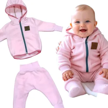 Kojenecká souprava Holčičí flísová souprava růžová 56/68 Holčičí souprava