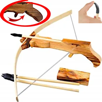 Dřevěná hračka VELKÁ DŘEVĚNÁ KUŠE + TŘÍ GUMOVÉ VÝSTŘELY JAKO HRAČKA + TOULEC PRO RYTÍŘE