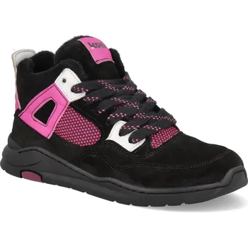 Dívčí zimní obuv Barefoot zimní boty Koel - Sami černé/fuchsiové Velikost: 37