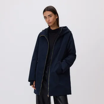 Dámský kabát Reserved - Dlouhá bunda s kapucí - tmavomodrá - 748HD-59X - 748HD-59X-L