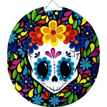 LUMA Lampion kulatý HALLOWEEN lebka, 25 cm