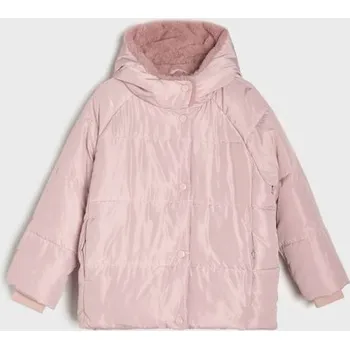 Dívčí bunda Sinsay - Zateplená bunda s kapucí - růžová - 709EI-39X - 709EI-39X-98