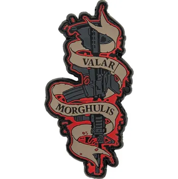 Nášivka Plastové 3D patche 3D gumová nášivka VALAR MORGHULIS Patch - Černá / červená