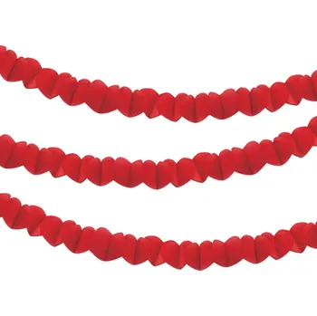 Girlanda papírová 2 m - červená srdce (2 ks v balení)