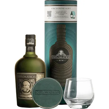 Diplomatico Reserva Exclusiva – dárková sada se sklenicí a podtáckou 40% 0,7l (darčekové balenie 1 pohár)