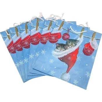 GOBA Vánoční taška Kočky v čepici, velikost M, balení 6 ks