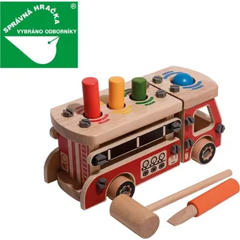 Dřevěná hračka Lucy & Leo - Hasiči - konstrukční set se zatloukačkou