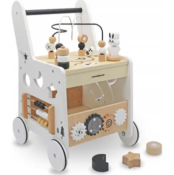 Odrážedlo Odrážedlo dřevěné Mamabrum 6v1 bílé s funkcí vzdělávacího stolku