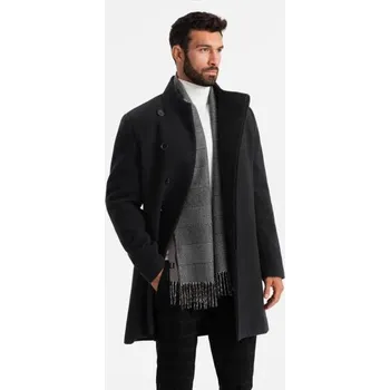 Pánský trenčkot Ombre Clothing kabát OM-COWC-0141 černý