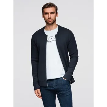 Pánský svetr Hladký pánský svetr se zipem – tmavě modrý V1 OM-SWZS-0146