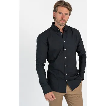 Pánská košile TallGuys Pánská prodloužená Oxford košile | Dlouhý rukáv | Deep black Velikost: XXL, Střih: Regular