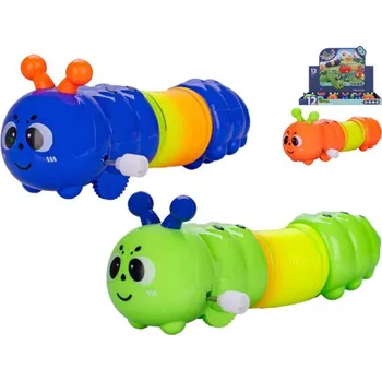 Hračka pro nejmenší Housenka baby plazící se natahovací zvířátko 13,5-40cm na klíček 3 barvy