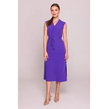 Dámské šaty Elegantní šaty s páskem Stylove S410 fialové EU velikost: L