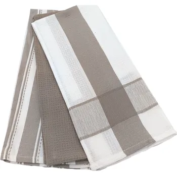 Utěrka JAHU Kuchyňská utěrka 3ks vafle taupe -100% bavlna (45x70cm)