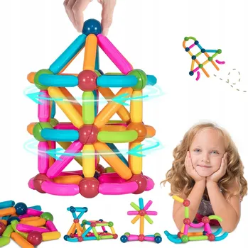 ostatní stavebnice STAVEBNICE EDUKAČNÍ TYČKY VELKÉ XXL 64ks MAGNETICKÉ STAVEBNICE