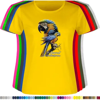 Dámské oblečení damske-levne-bavlnene-tricko-digitalni-potisk-papousek-modry Barva: Yellow - žlutá, velikost: XXL